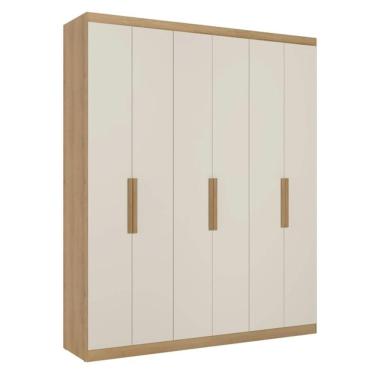 Imagem de Guarda-Roupa Casal THB Milan, 6 Portas de Bater, Cappuccino e Off White, 180 cm