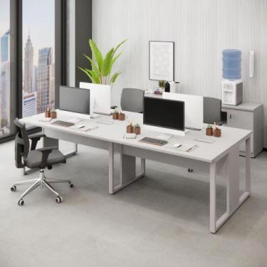 Imagem de Mesa de Escritório Plataforma 4 Pessoas 2,70m CZ Pés Metal - F5 Office