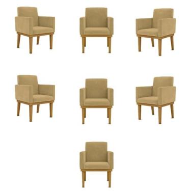 Imagem de Kit 07 Poltronas Decorativa Reforçadas Sala Balaqui Decor Cor:capuccino