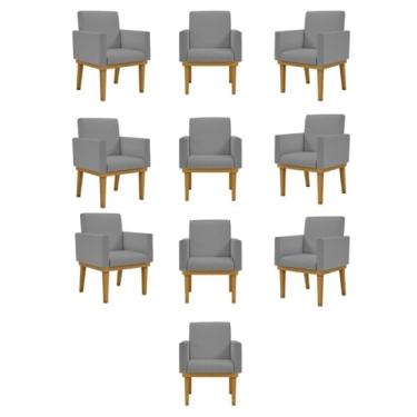 Imagem de Kit 10 Cadeiras Decorativa Reforçada Oferta Balaqui Linho Cor:linho Grafite