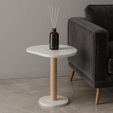 Imagem de Mesa de Canto Orgânica com Pés Palito – MDF com Acabamento Fosco, Estilo Retrô e Moderno (UNITARIA BRANCA DE 50 CM)