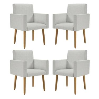 Imagem de Kit 04 Poltronas Nina Decorativa Para Recepção Balaqui Linho Cor:linho Cinza Claro