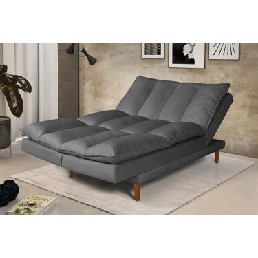 Imagem de Sofá-Cama Chaise Vancouver Casal 3 Lugares com 5 Posições Ajustáveis Suede Macio Cinza