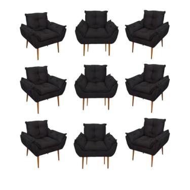 Imagem de Kit 09 Cadeiras Poltronas Opala Clinica Salão Balaqui Decor Cor:preto