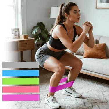 Imagem de Conjunto de 5 peças de faixas de resistência para mulheres e homens, faixas de ginástica para casa, academia, ioga, pilates, treinamento, conjunto de exercícios portáteis (colorido, 5 peças)