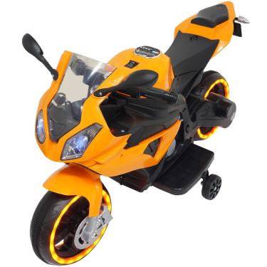 Imagem de Mini Moto Elétrica Triciclo Criança Infantil Bateria 6V Luz Som Brinqway Bw-127 Laranja Bivolt