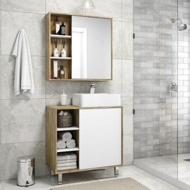 Imagem de Gabinete Banheiro C Cuba Espelheira 80cm Multimóveis Cr10067 - MULTIMO