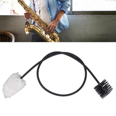 Imagem de Escova de limpeza de pescoço de saxofone com nylon grosso, design dobrável de 50 cm, cotonete de extremidade dupla para remoção eficiente de sujeira e saliva, limpador de algodão de metal durável para