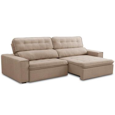 Imagem de Sofá Retrátil Reclinável Para Sala 3 Lugares 250cm Haus F04 Bouclê Bege - Lyam Decor