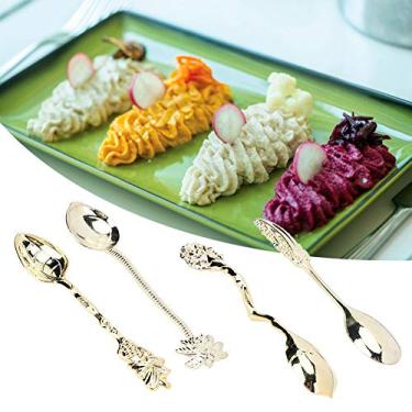 Imagem de Conjunto de utensílios de mesa vintage mini liga de café, colher de chá, sorvete, sobremesa (ouro)