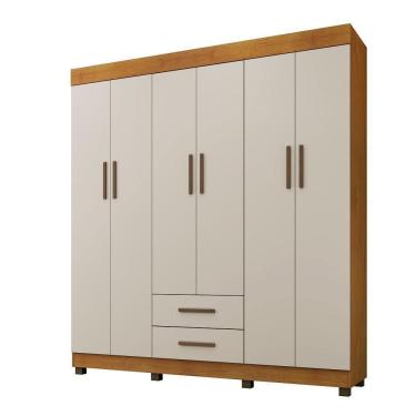 Imagem de Roupeiro Copacabana New 6 Portas 2 Gavetas Benetil Cinamomo/Off White