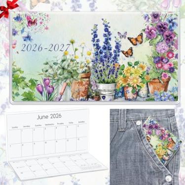 Imagem de ReliThick 17,8 cm x 16,5 cm 2026-2027 calendário de bolso para bolsa, agenda mensal pequena, capa de PVC, blocos de notas, presente de agradecimento, presente para mulheres, mãe, amigas, professoras