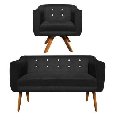 Imagem de Kit Namoradeira E 01 Poltrona Giratória Julia Preto