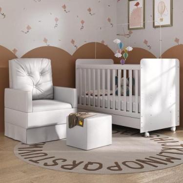 Imagem de Berço Americano 3X1 Com Poltrona E Puff Mp4083 Branco - MULTIMOVEIS