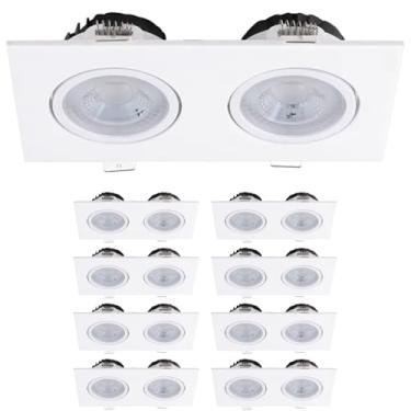 Imagem de Kit 9x Spot Embutir Duplo Face Plana Branco Quadrado LED Integrado 3000K 10W Bivolt