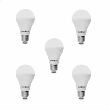 Imagem de Kit 5 Lâmpada LED Bulbo E27 Bivolt 9w Branco Quente 3000K