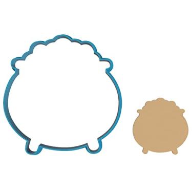 Imagem de Caldeirão/Contorno de pote de ouro - Holloween - Dia de São Patrício - Amuleto Locky - Arco-íris - Cortador de biscoito de açúcar/fondant/argila (1407) (10 cm)