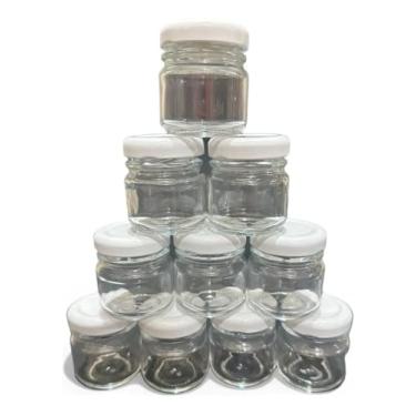 Imagem de Kits Potinhos de Vidro 40ml com Tampa Branca, Diversas Unidades, para Geleia, Papinha e Lembrancinhas, Decorativo, 4x4cm (Branca, 30)