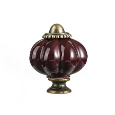 Imagem de Puxador de cerâmica de abóbora redondo simples vintage puxador de armário retrô de orifício único puxadores de gaveta móveis (estilo15)