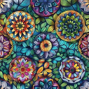 Imagem de Yzogbry Mosaico geométrico colorido marroquino flor descascar e colar papel de parede decoração de parede autoadesivo papel de parede adesivo em contato fácil para apartamento de locatário