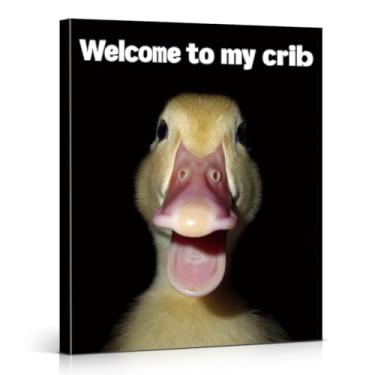 Imagem de Decoração de parede emoldurada de pato engraçado - Welcome to My Little Nest para quarto, quarto, casa 20 x 25 cm