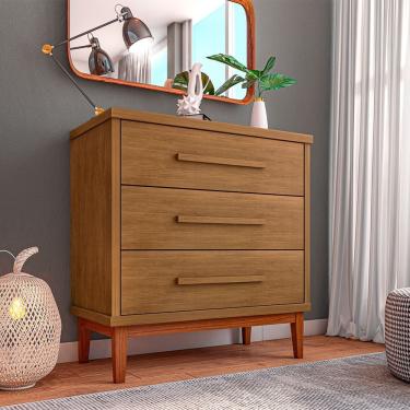 Imagem de Cômoda para Quarto Moderna 3 Gavetas Charlotte Amêndoa