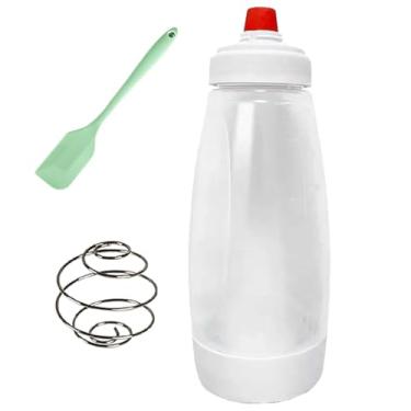 Imagem de Dispensador de massa de panqueca, dispensador de massa de panqueca com bola de batedor e base de suporte, misturador de massa e dispensador para panquecas, crepes, waffles, utensílios de cozinha, um