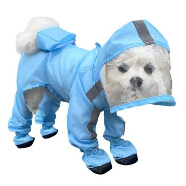 Imagem de Capa de chuva reflexiva impermeável IOICYBF para cães azul