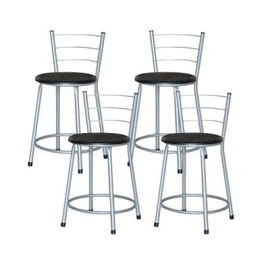 Imagem de Jogo 4 Banqueta Baixa Ratan Cinza Retro - Lamar Design, Preto