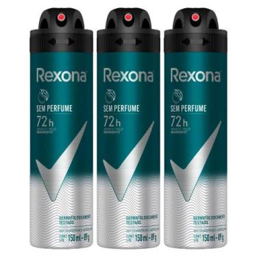 Imagem de Kit 3 Desodorante Antitranspirante Aerosol Masculino Rexona Sem Perfum