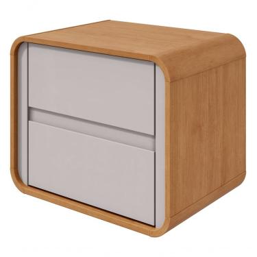 Imagem de Mesa De Cabeceira 2 Gavetas Loop - Lopas Amendoa Clean-off White