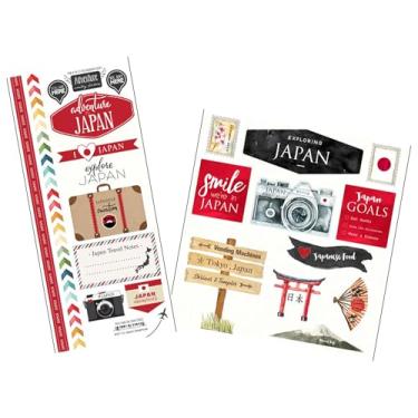 Imagem de Adesivos de scrapbook para viagem com tema do Japão - Adesivo de álbum de recortes do Japão para diário, álbum de aventura, artesanato de memória - adesivos fofos de viagem no Japão, conjunto de 2