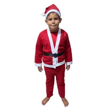 Imagem de Roupa Papai Noel Infantil Criança Natal Fantasia Completa Natalina Festa Evento Comemoraçao Confraternizaçao Fim De Ano