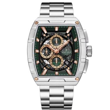 Imagem de Relógio De Quartzo Masculino Moda Tonneau Aço Inoxidável À Prova Da Água Verde