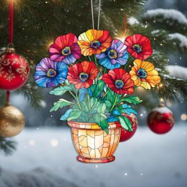 Imagem de Acrílico colorido, apanhador de sol, decoração de janela suspensa de coruja, arte de parede de arco-íris, para sala de estar, quarto, varanda, interior e exterior, jardim, enfeites de Natal 19 x 19 cm