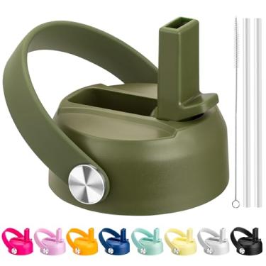 Imagem de Bluwing Tampa de canudo para Hydro Flask boca larga, tampas com canudo para Hydroflask 12 16 18 20 32 garrafas de água de boca larga de 1,134 g, tampa de canudo de substituição (verde oliva