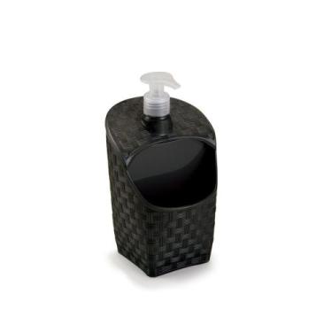 Imagem de Dispenser Preto Para Detergente E Álcool Em Gel Com Porta Esponja - Mo