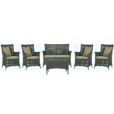 Imagem de Jogo Sofá 4 Poltronas E Mesa Igapó Preta E7 Trama Original Verde