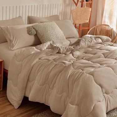 Imagem de Kit Edredom de Malha 3 peças Queen King Fibra de Soja Hipoalergênico (Bege Escuro)