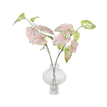 Imagem de Flores artificiais Simulação flor planta rosa verde calla folha casa decoração de mesa arranjo falsa com vaso vidro