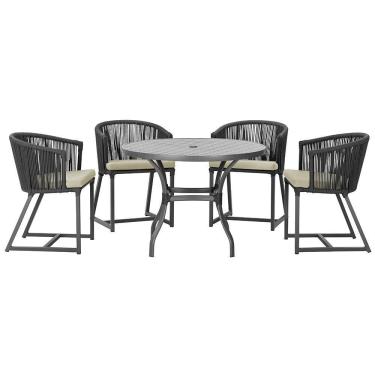 Imagem de Mesa Com 4 Cadeiras E Noronha Estofado 7 Trama Original Preto