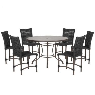 Imagem de Mesa Ascoli 120 Cm Com 6 Cadeiras Cannes De Alumínio Trama Preto