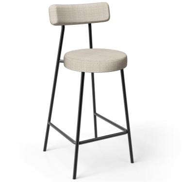 Imagem de Banqueta Baixa Para Cozinha Sala De Jantar Bar Bancada Milão L02 Linho Palha  - Lyam Decor 