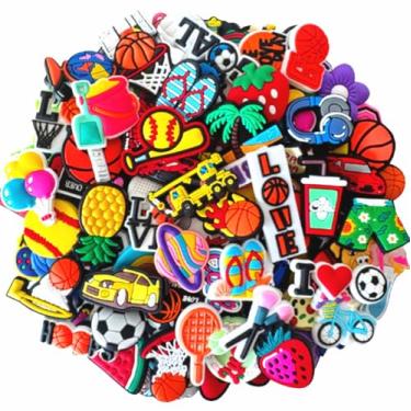 Imagem de HIYLCH 30, 50, 100, 125, 150 peças de pingentes aleatórios de PVC para sandálias e pingentes de decoração de sapatos para presentes de festa, 2.0cm/0.787inch-4.0cm/1.57inch, Cloreto de polivinilo, Sem