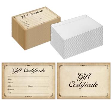 Imagem de Conjunto de 50 vales de oferta para empresas com envelopes, vales-presente em branco personalizados de 10 x 15 cm para vouchers, spa, salão, restaurantes