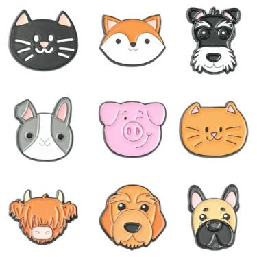 Imagem de UR URLIFEHALL 9 peças, 9 estilos, animais, esmaltado, alfinetes, alfinetes, lapela para roupas, chapéu, jeans, bolsa, mochilas decorativas para artesanato