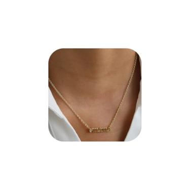 Imagem de ZKJTEARY Colar feminino para mãe, banhado a ouro 18 K, corrente delicada de ouro para dia das mães, presente de aniversário para mamãe e mamãe, Medium, Aço inoxidável, Sem Pedra Preciosa