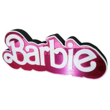 Imagem de Letreiro 3d Barbie Espelhado Decoração 35cm - BY HANDS DECOR