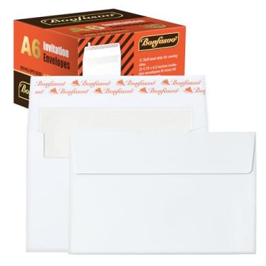 Imagem de Bonfasvo Envelopes de convite A6, 12 x 16,5 cm, branco, autovedante, 250 unidades
