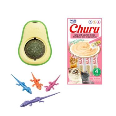 Imagem de Kit Completo Gato Catnip Abacate + 4 Lagartixas + Petisco Saudável (Padrão, Atum E Salmão)